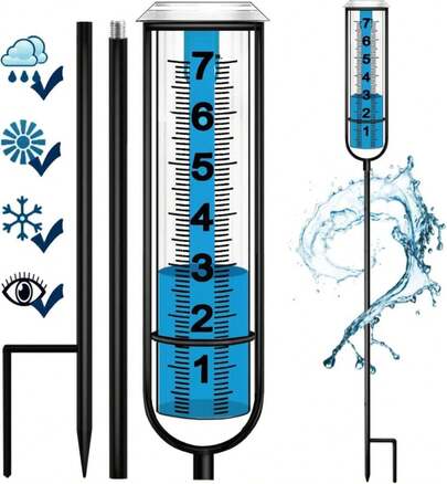 Rain Gauge, Freeze Proof Rain Gauge Outdoor With Stake, Upgrade Water Rain Meter, Rain Measure Gauge For Yard, Adjustable Rain Gauges Outdoors Best Rated, Detachable Rain Gauge For Lawn,Garden