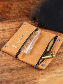 高级仿麂皮香烟盒 - 男女通用，多隔层设计，柔软口袋，安全拉链封口，金属搭扣，吸烟配件 | 时尚仿皮包 | 金属搭扣，香烟夹，皮革手卷烟袋，手卷香烟的最佳配件 - 多色 - 查看 8