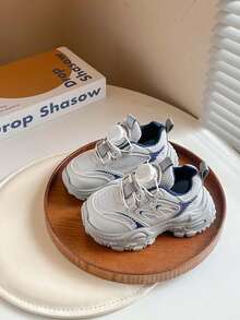 1 Pair Kids Breathable Mesh Sneakers, Convenient Rotary Buckle Design, Soft Sole, Unisex Children Athletic Shoes, All Season - Grey - View 4