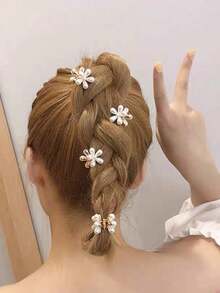 Set Of 48 Mini Floral Hair Clips With Crystals/Pearls/Opal Hair Accessories For Children And Adults - Bộ gồm 24 đơn vị - Xem 7
