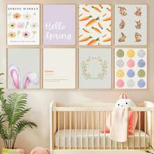 1pc Canvas Wall Art - Easter Gallery Wall Art, Vibrant Spring Art Prints, Easter Danish Pastel Home Decor, Spring Wall Art, Baby Room Decor – Framed Nursery Wall Art Perfect For Playroom Decor Nursery Decor, Childcare Room Decor, Kindergarten Decor, Boy's Room Decor Girl's Bedroom Decor Kids' Room Decor Easter Wall Decor, Nursery Spring Decor, Easter Children's Room Posters, Spring Decor Posters - Multicolor - View 2