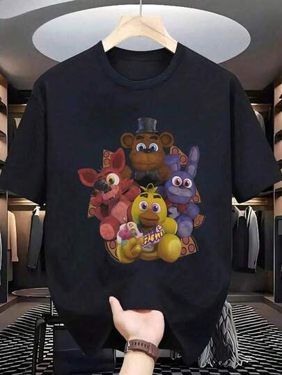 New woman cotton T-Shirt Camiseta Hombre 's Grupo FNAF, Cuello Redondo Manga Corta Negro, Estilo Casual Gamer, Diseño Completa Personajes, Ideal para Gamers, Regalo para Fans y Uso Diario, Moda Videojuego,ropa de hombre,parejas,envio nacional,regalo para hombre,oversize hombre. playeras casuales de mujer,blusas casuales para dama,camisetas para mujer,playeras de algodón mujer,spring summer picks,conjunto de hombre,playeras para hombre,regalos para hombre,camisas de hombre,regalos para tu novio,playera negra de hombre,playeras de hombre algodón,party outfits,gym t shirt,holiday outfits