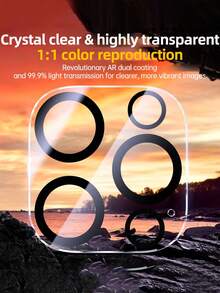 1pc Camera Lens Protector - Suitable For IPhone 17 Pro Max/17 Pro/17 Air/16/15/14/13/12/11 Pro Max Plus, Includes 9H Tempered Glass Camera Screen Protector, Anti-Scratch, Anti-Fingerprint, Easy To Install, Compatible With Phone Cases - Clear - View 2