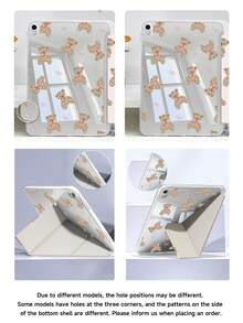 可爱小熊蝴蝶结图案平板电脑保护套，兼容苹果Air 11英寸M3（2025款）/M2（2024款）、Air第五代（2022款）、（A16）11英寸第十一代（2025款），也兼容三星Galaxy Tab平板电脑和Kindle Paperwhite第十二代（2024款）。透明背壳，时尚图案保护套，支持自动睡眠/唤醒功能，配备气囊保护，适合作为礼物或办公使用。 - 彩色 - 查看 7