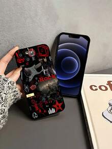 ¡Vibraciones de rock and roll para siempre! Esta elegante funda es compatible con los modelos  17, 16, 15, 14 Pro Max, 13, 12, 11, XR y XS Plus. Fabricada en silicona TPU, ofrece protección contra golpes y caídas, además de una sensación superior. Es un regalo ideal para familiares, amigos y seres queridos, y la elección perfecta para San Valentín.fundas para ,fundas,accesorios para celular,fundas para celular,fundas para  13,funda  13,funda  16,funda  17 pro max,funda  15,fundas para  16,fundas  11,fundas ,Música rock, elementos del rock - Negro - Ver 4