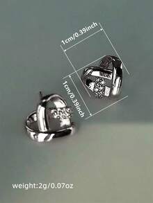 Fashion Heart Design Stud Earrings, Casual Jewelry For Women, Simple Jewelry For Party, Daily Decor,  All-Match & Exquisite Jewelry For Birthday Gift, Heart Shaped Earrings - 銀色 - 查看 3