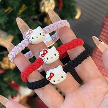 Sanrio 2 pezzi di accessori per capelli di alta qualità Hello Kitty tricolore, accessori per capelli semplici in gomma per la ragazza, fascia elastica per coda di cavallo, adatta come regalo di compleanno, accessori da viaggio, matrimoni, San Valentino, inizio scuola, feste di vacanza - Fumetto - Visualizzare 7