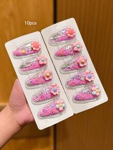 10个随机粉色款式发夹，适合日常使用 - 彩色 - 查看 3