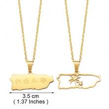 1Piece Puerto Rican Map And Mask Coconut Tree Pendant Neckalces For Woman Girls Stainless Steel Base PR Jewelry - Multicolor - View 2