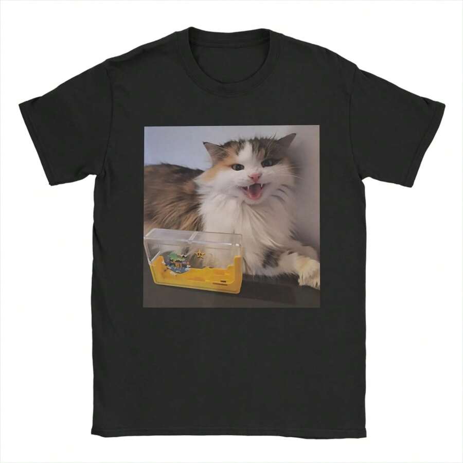Forsaken Skin 007n7 Love Cat 100 Cotton T-Shirt For Men Summer Street Style Neck Hip Hop Tee Shirt Oversize Custom Logo Tops - 黑色 - 查看 1