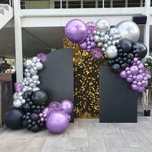 50 piezas de globos metálicos morados y plateados, globos morados y negros de 10 pulgadas con cintas moradas, adecuados para cumpleaños de niña, despedida de soltera, compromiso, ducha nupcial, decoración de fiesta de aniversario de boda - Multicolor - Ver 6