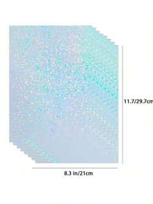 5/10/20/50pcs A4 Size 8.3x11.7 Inch Holographic Sticker Paper - Cold Laminated PVC Self-Adhesive, Shattered Glass Effect, Suitable For Crafts, Scrapbooking, Gift Packaging And Party Decorations, Scrapbooking Supplies | Decorative Overlay | Rainbow Iridescent - Small Dots - View 8