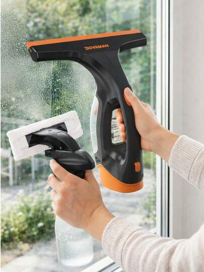 Cordless Window Vacuum Cleaner With Spray Bottle, Lightweight Handheld Glass Cleaner For Windows, Tiles & Smooth Surfaces
