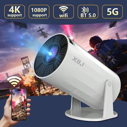 XBJ 2025 Upgrade: Mini Smart Projector With WiFi & Bluetooth - 4K Android Home Theater Experience | Auto Keystone & Focus For Wireless Screen Mirroring & Gaming | Portable Outdoor Movie Night, Bedroom Cinema, Business Presentations | The Ultimate Proyector For Holiday, Birthday & Housewarming Gifts (Projector WiFi Bluetooth Built-In)
