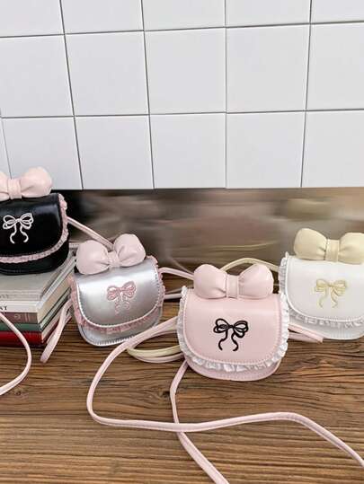 1pc Fashion Shoulder Bag, Super Mini Clutch Bag, Bow Decor Crossbody Bag, Snap Closure Shoulder Bag, Suitable For Festivals, Parties, Shopping, Cute Lipstick Bag