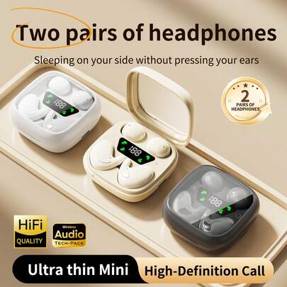 2-In-1 Smart Earphones, Compact & Invisible, Comfortable Side-Lying, Lightweight In-Ear, Excellent Audio Quality, Immersive Music & Movie Experience