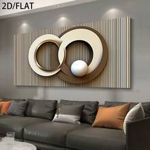 1 Pc Canvas Painting,Simple And Abstract Geometric Design, Interlocking Circles In Neutral Tones , Wooden Framed Art,High Quality ,Thickness 2. 25cm/1in Thick Wall Art Printed Poster, Cuadros,Directly Hung For Family Gifts, Living Room Decoration, Bathroom Decoration, Bedroom Decoration, Kitchen Decoration, Bar Decoration, Office Decoration. Halloween, Christmas And Valentine's Day Gifts, 2D Flat - Nhiều màu - Xem 1