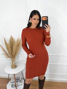 Winter Modal Knit Dress - Rust - View 3