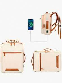 Unisex Expandable Waterproof Backpack With Large Capacity, Multifunctional Design, Adjustable Straps, And USB Charging. - 黑色 - 查看 3