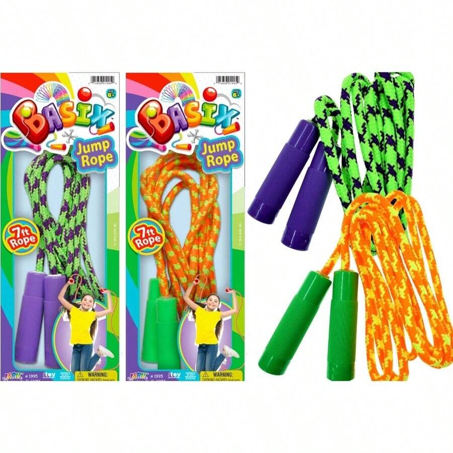 7ft Adjustable Jump Rope Jump Rope Nylon Braided Jump Ropes. Indoor Outdoor Activities Teens. Bulk Party Favor Gymnastics Goodie Bag Stuffers. 1995 - 2 Pack - View 1