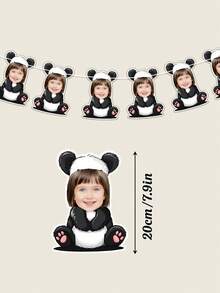 7/14/21pc Customized Cute Panda Banners,Personalized Panda Theme Banners,Birthday Party Decorations,Custom Face Photo Banner,Panda Home Wall,Event Party Decorations Banner - Multicolor - View 4