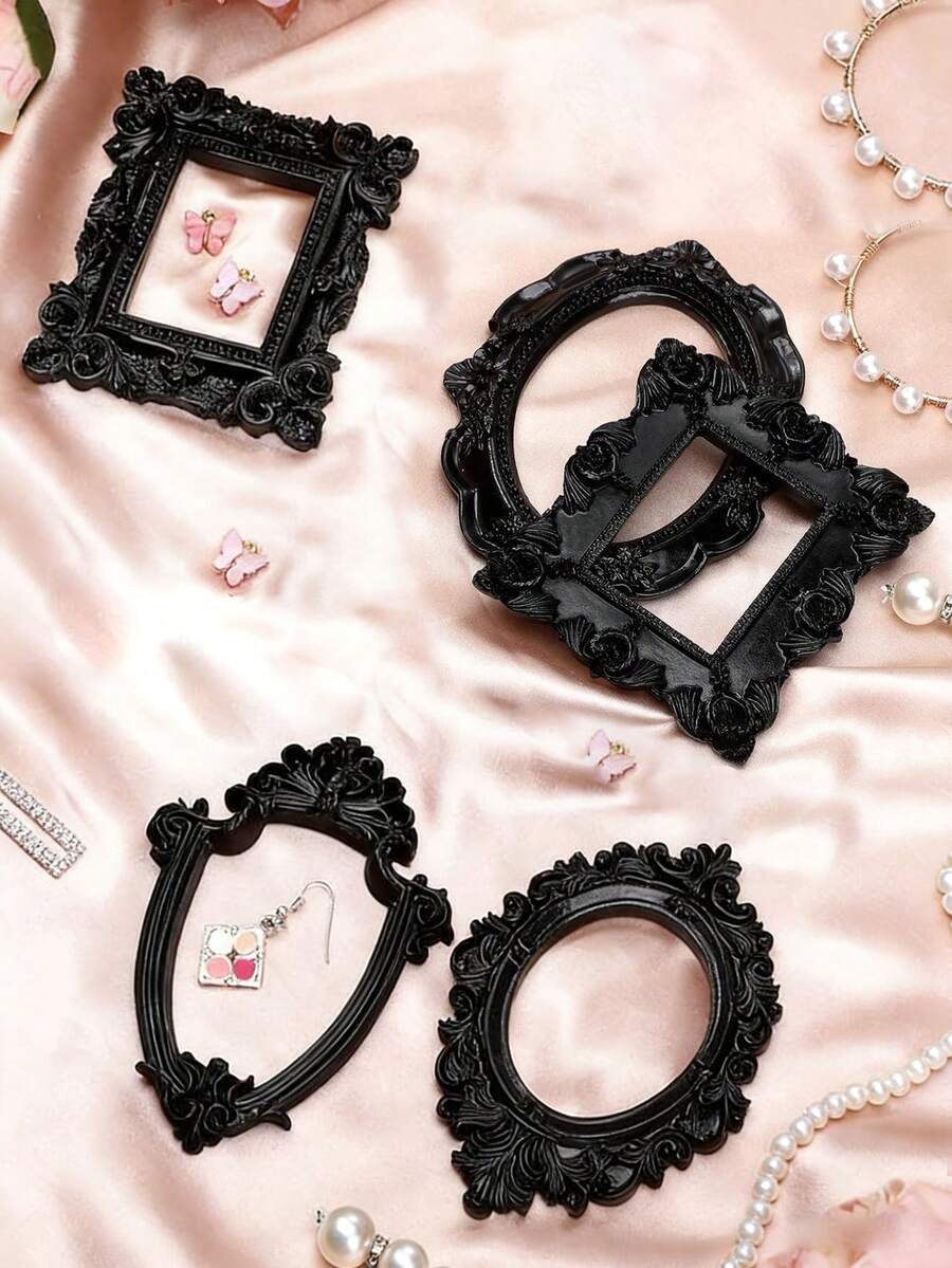 10 szt./zestaw miniaturowych rzeźbionych ramek na zdjęcia z żywicy w stylu gotyckim, dekoracja ścienna do domku dla lalek, prezent na imprezę tematyczną dla rodziny i przyjaciół, spersonalizowana rzeźba w formie pustej ramki w stylu barokowym - Wiele stylów - Zobacz 1