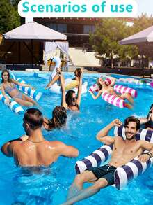 1/2Pcs Swimming Pool Loungers, Inflatable Float Beds, Foldable Striped Swimming Floats, Pool Parties, Beach Accessories - 1 Item - View 4