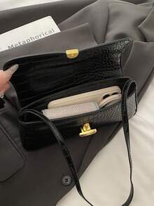 2026 Spring/Autumn New Arrival Unique Chic Baguette Bag, Underarm Bag, Minimalist Shoulder Handbag For Women - Black - View 4