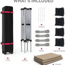 Sombrilla de patio de doble cara con base, 36 luces LED solares y toldo impermeable, fácil de instalar. Gran sombra exterior con 4 paredes laterales y bolsa con ruedas para jardín, piscina, patio, ter - Caqui - Ver 6