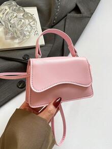 Bolso de mano minimalista de unicolor estilo coreano, nueva bolsa de hombro de moda, elegante bolso cruzado cuadrado personalizado para mujeres - Multicolor - Ver 19
