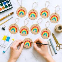 100pcs, 5.5cm/2inch Round Gift Tags, White/Black/Light Brown, Paper Craft Labels, DIY Decor, Sewing Supplies, Art & Craft, Gift Packaging Tags - Camel - View 4