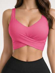 Women's Cropped Top/Blouse In Spandex With Padded Cups, Super Comfortable Neckline, Perfect For Parties, Clubs, Beach, And More. Elegant. - 粉紅玫瑰 - 查看 1