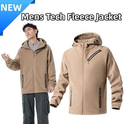 Mubberry Mens Fleece Jacket Full Zip With Hood Pockets Warm Lightweight Winter Jacket