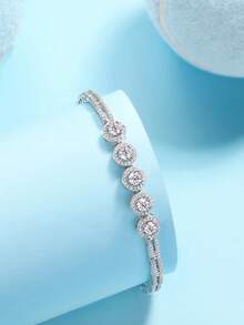 Vòng tay Moissanite bạc 925 cao cấp dành cho nữ, trang sức sang trọng, đa năng, không gây dị ứng, quà tặng Ngày Valentine, Ngày của Mẹ, sinh nhật, đóng gói hộp quà. - Bạc - Xem 7