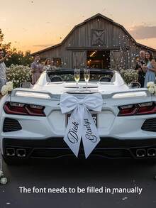1pc 43in Giant White Bow Ribbon, Writable Design, Suitable For Door/Wall Decor, Wedding Car, Bridal Shower, Streamer Party Backdrop, Church Pew, Theme Party, Birthday, Romantic Atmosphere Decoration - 多色 - 查看 11