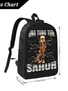 Tung Tung Tung Sahur Vibrant Printed Polyester Backpack - Sturdy Construction For Everyday Adventures - Hình chữ nhật - Xem 4