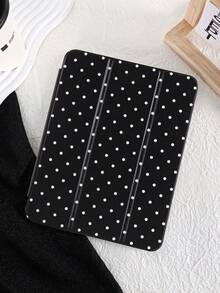 1个黑色波点图案平板电脑保护套，兼容Mini4/Mini5/Mini6/Mini7/Air/Air2/9.7/10.2/10.5/Air4/Air5/10.9/Pro 11英寸/第十代/Air 11英寸(M2)-2024/Pro 11英寸(M4)-2024/Air 11英寸(M3) 2025/(A16) 11英寸第十一代 2025、Galaxy Tab A8 10.5英寸 2022，内置笔槽，三折支架，不含配件 - 彩色 - 查看 4