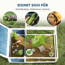 Wooden Turtle Enclosure/House With Main Houses And Hinged Top, 91x60.5x32 Cm, Blue - Blue - View 4