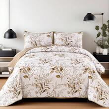 DJY 3 Pieces Queen King Size Gradient Aqua Flower Pattern Bedspread Coverlet For All Season,Soft Lightweight Microfiber Bedding Set,Wedding Items,Valentines Day Home Bed Room Decor,Easter Gifts,Mothers Day Gift,All Season - 棕色 - 查看 10