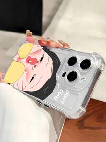 Estuche para teléfono con diseño de expresión de dibujos animados lindo Estuche para teléfono con espejo También se puede usar como espejo y es compatible con  17  16 Pro Max  15 Pro Max  13 y  12 Hecho de TPU Brinda protección contra golpes y caídas Perfecto para regalar a familiares amigos para cumpleaños aniversarios y ocasiones especiales - transparente - Ver 5