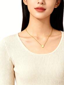 1 chiếc dây chuyền mặt hình trái tim tối giản, thời trang, dây chuyền choker ngắn bằng thép không gỉ tinh tế, sang trọng, phù hợp cho phụ nữ đeo hàng ngày và trong các dịp lễ hội. - Nhiều màu - Xem 2