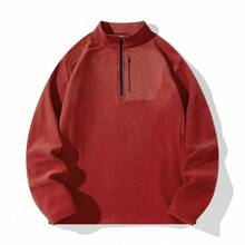 Mubberry Unique Mens Fleece Sweatshirt Jacket Pullover Pockets Warm Winter Jacket Thermal - Orange - View 1