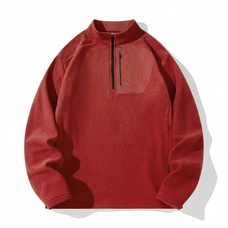 Mubberry Unique Mens Fleece Sweatshirt Jacket Pullover Pockets Warm Winter Jacket Thermal - Orange - View 1