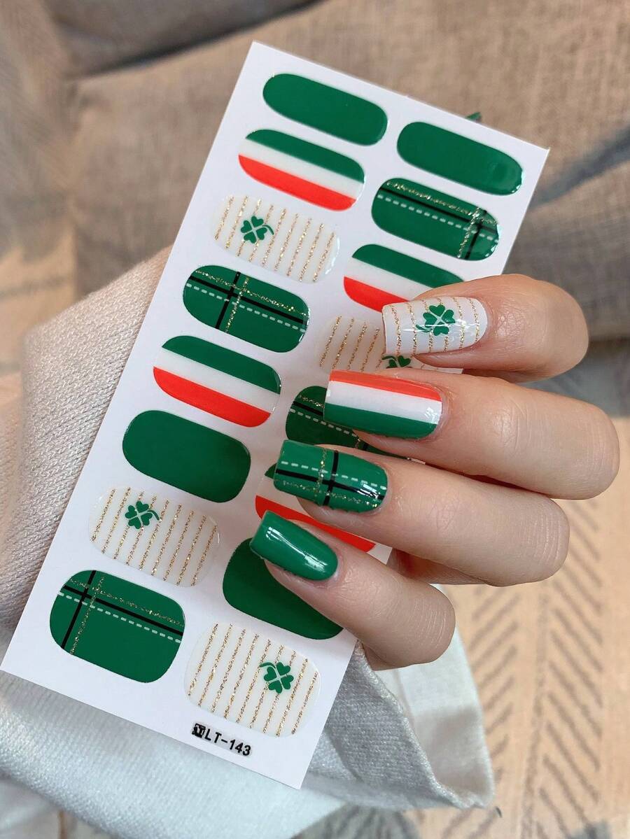 Hình dán móng tay họa tiết cỏ ba lá xanh, nhiều màu sắc, thích hợp cho nữ, bé gái, dùng làm móng nghệ thuật, quà tặng cho tiệc tùng, ngày lễ, kỷ niệm, sinh nhật. - Nhiều màu - Xem 1