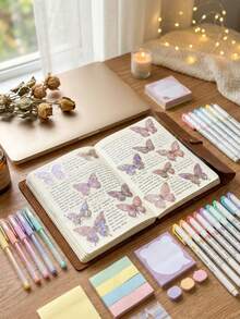 20pcs/Set Holographic Transparent Butterfly Stickers, Clear Edge Self-Adhesive Stickers, DIY Notebook Stickers Labels, Suitable For Bottles, Cards, Party Supplies - Multicolor - View 4