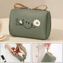 Bolsa de maquillaje portátil con estampado de margaritas frescas, organizador de tocador de gran capacidad y multiusos, de nailon de alta calidad y resistente al desgaste, con compartimentos incorporados, bolsa de tocador simple y linda, estuche para pastillas, estuche para pastillas, contenedores para pastillas, bolsa de hospital, botiquín de primeros auxilios, organizador de medicamentos, bolsa de almacenamiento de medicamentos, bolsa de viaje, artículos esenciales para viajar - Multicolor - Ver 4
