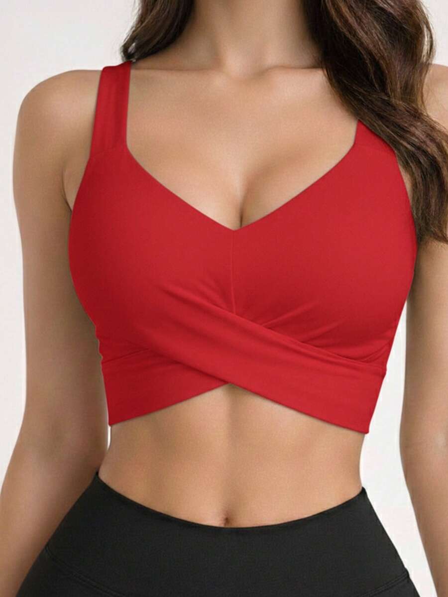 Women's Cropped Suplex Blouse With Super Comfortable Neckline - Red - View 1