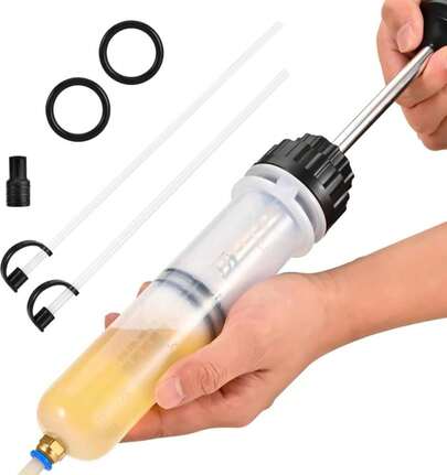 SOWKIPE 200CC Automotive Fluid Extractor Pump, Premium Manual Extraction &Amp; Fill Pump With 2 Hoses, Oil Syringe With Powerful Suction, Fluid Oil Change Evacuator