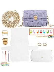 DIY手提包编织套装 - 塑料帆布钱包工艺套装，包含链条、拇指锁、肩带、针、标记扣 - SUPERDANT编织包工具包 - 彩色 - 查看 8