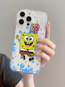 1pc Fashionable Creative Cartoon SpongeBob Snail Bubble Pattern Breathable Shockproof Phone Case Protective Cover Suitable Compatible With Samsung/Apple 17/16/15/14/13/12/11 Pro Max/12 Pro/14 Plus And Other Models - Multicolor - View 1